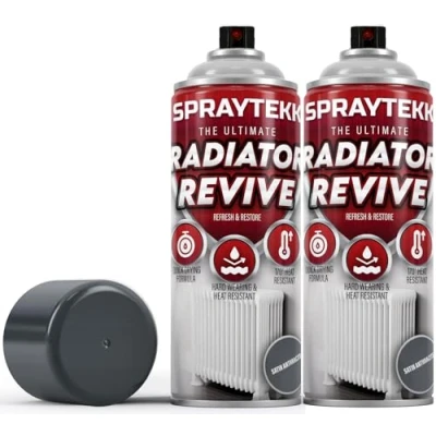 Image of SPRAYTEKK Radiator Spray Paint Heat Resistant up to 170C All in One Primer, Undercoat &amp; Topcoat Fast Drying, Anti Rust For Radiators, Pipes, Boilers Hot Water Tanks (Satin Anthracite, 2)