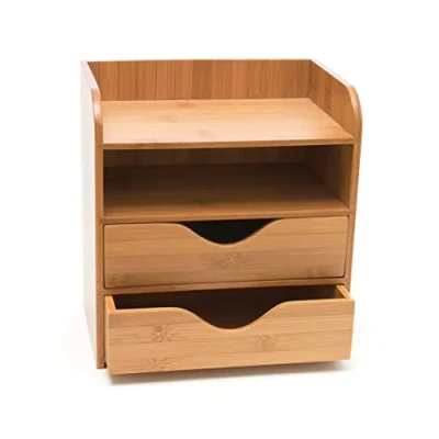 Image of Lipper International 1804 Bamboo Wood 4 Tier Desk and Office Supply Organizer, 7 5/8&quot; x 5 1/8&quot; 8 1/4\