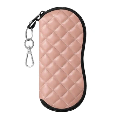 Image of MoKo Eyeglass Soft Case, Zippered Neoprene Sunglasses Pouch with Clip for Men Women Pink Rhombus