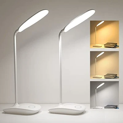 Image of DEEPLITE Battery Operated Desk Lamp, LED Light 3 Lighting Stepless Dimming, Table Lamp 5W Touch Control Eye Caring, Flexible Gooseneck, Portable Reading for Dorm Study Bedroom (Set of 2)