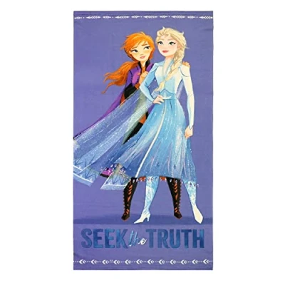 Image of CARTOON Beach Towel Frozen II Disney Elsa Anna in MICROCOTTON CM. 140X70 100%PL