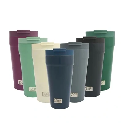 Image of Polar Gear Coffee Cup Travel Mug, 470ml Large Insulated with Leakproof Screw Closure Lid, 304 Stainless Steel Double Walled Reusable Cups (Indigo)