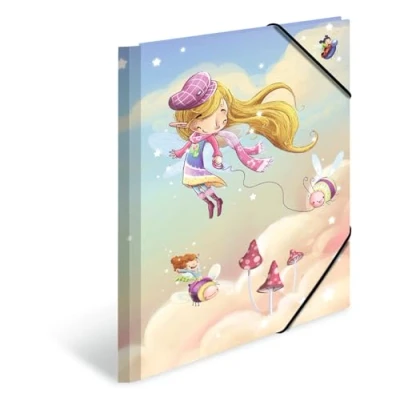 Image of HERMA Portfolio Folder A4 Fairies, Corner Made of Cardboard with Nursery Motif, Elastic Band, Inner Flaps and Print for Boys, Girls Children