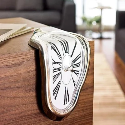 Image of SUQ Melting clock, Watch Melted Surrealistic Table Shelf Desk Fashion Decorative Dali Silent Creative Roman numeral Idea Gift, for Home Office Desks