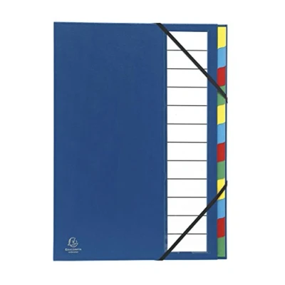 Image of Exacompta Ref 55342E Harmonika Multipart File 235 x 335mm in Size, Suitable for Storing A4 Documents, 225gsm Genuine Pressboard, Expanding Spine, 12 Sections Blue