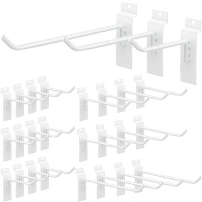 Image of KAHEIGN 24Pcs Heavy Duty Slatwall Hooks, 10CM /15CM /20CM Steel Slat Wall Shelf Brackets Panel Hooks Pegboard Gridwall Hangers for Garage Storage Shop Retail Display (White 3 Size)