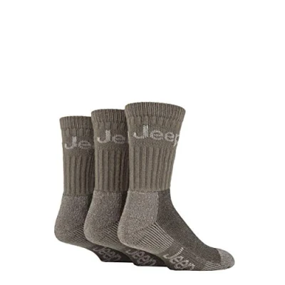 Image of Mens 3 Pair Jeep Luxury Terrain Boot Socks Khaki / Sand 6 11