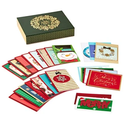 Image of Hallmark Assorted Handmade Boxed Christmas Cards (Set of 24 Premium Holiday Greeting and Envelopes)