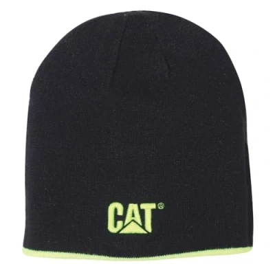 Image of CAT Men&#039;s Reversible Logo Cap Beanie Hat, Yellow, One Size