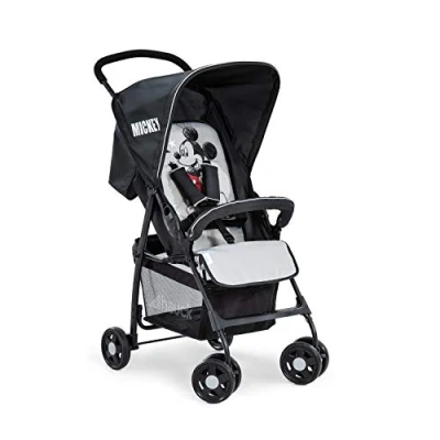Image of hauck Sport, Disney Mickey Stars Super Lightweight Travel Pushchair (only 5.9 kg), Compact &amp; Foldable, Fully Reclining, XL Storage Basket, from Birth up to 15 kg
