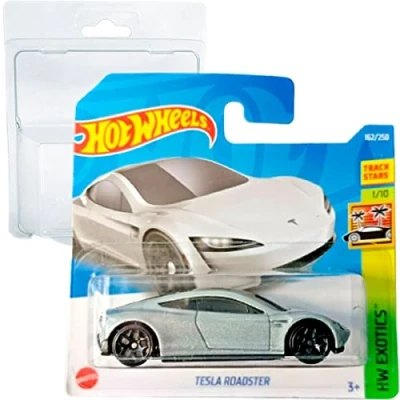 Image of Hot Wheels Tesla Roadster HW Exotics 1/10 (162/250) 2022 Short Card + Blister &amp; Protector Pack