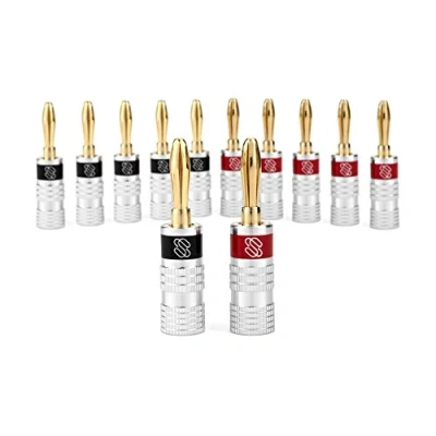 Image of Sewell Silverback Banana Plugs, Dual Screw Lock, 6 Pair (12 Pieces)