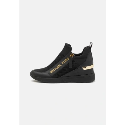 Image of Michael Kors Willis Wedge Trainer Trainers, Women&#039;s, Size: 3, Black Imitation leather/ textile