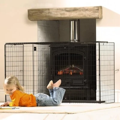 Image of Extending Extendable Nursery Child Safety Fireguard Firescreen Black