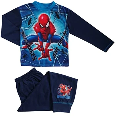 Image of Marvel Spiderman Boys Pyjamas (9 10 Years) Navy