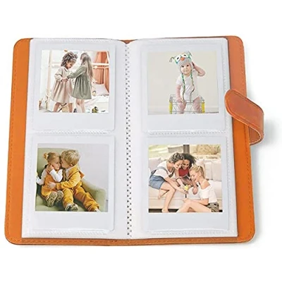 Image of Mini Photo Album for Fujifilm Instax Square SQ6, 80 Pockets Premium PU Leather Film Wallet SQ1/SQ10/SQ20/SQ6 Camera and SHARE SP 3 Polaroid Printer Orange