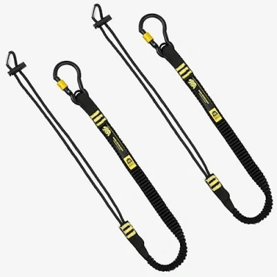 Image of BearTOOLS ANSI Approved Tool Lanyard with Spring Screw Lock Carabiner 3Ft Heavy Duty, Max load 17lbs Shock Absorbing Adjustable Loop Prevent Falling Objects, 2 pack