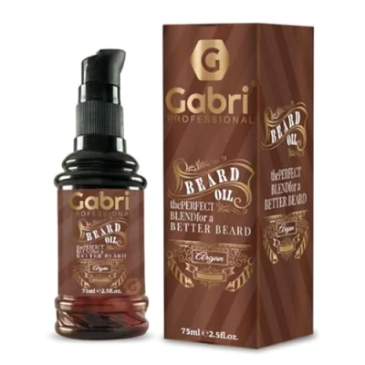 Image of Gabri Beard Oil with Pump 75ml Men&#039;s &amp; Skin Tames Facial Hair Premium Formulation Plant Extracts, Nourishes, Softens, Moisturises and Reduces irritation