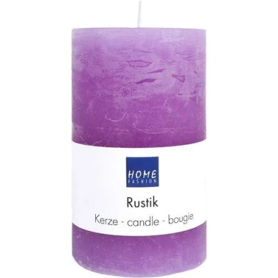 Image of Pillar Candle Rustic Purple as Table Decoration Diameter 6 cm Height 10