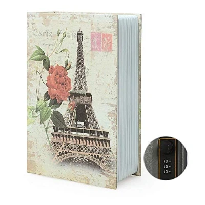 Image of Diversion Book Safe Storage Box, Dictionary Secret Can with Security Combination Lock/Key, Hidden (Paris Combination)