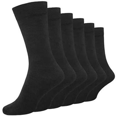 Image of Cob Stallion Men’s Black Socks, Comfortable and Breathable Cotton Rich Dress Socks for Men, Multipack 6 11 UK (6 Pairs Black)