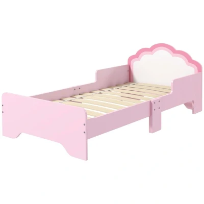 Image of ZONEKIZ Toddler Bed Frame, Kids Bedroom Furniture, Cloud Design Princess Bed, 143 x 74 55cm Pink