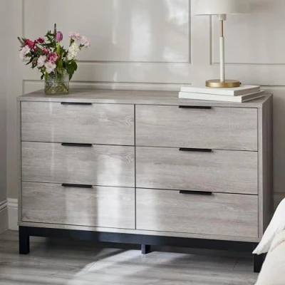 Image of Julian Bowen Bali 6 Drawer Wide Chest Grey Oak, 77 X 120 40cm