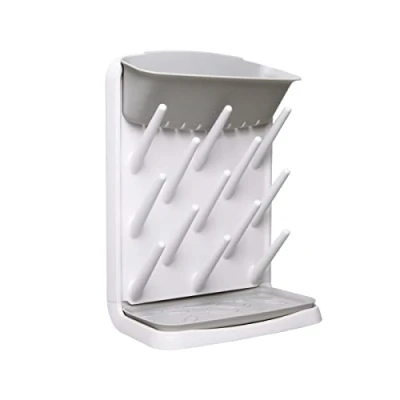 Image of Ubbi Vertical Baby, Space Saving Countertop Standing Dish Holder, Feeding Accessory, Grey Bottle Drying Rack, Large