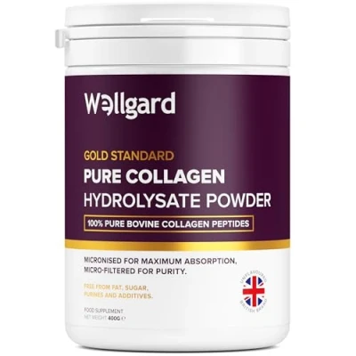 Image of Collagen Powder, Gold Standard Bovine Peptides Powder by Wellgard High Levels of The 8 Essential Amino Acids, Supplements, Halal &amp; Kosher, Made in UK