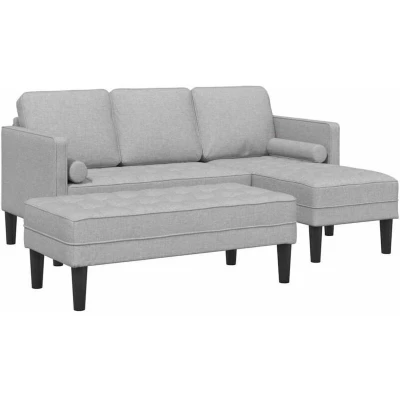 Image of vidaXL 2 Piece Sofa Set with Cushions Cloud Grey Fabric