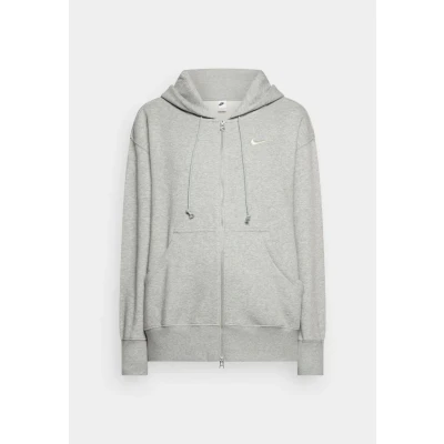 Image of Nike Sportswear Phoenix Style Hoodie Zipup sweatshirt, Women&#039;s, Size: 2XS Tall, Grey heather/sail
