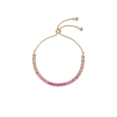 Image of Ted Baker Melrah Icon Crystal Adjustable Tennis Bracelet For Women (Gold/Light Pink Ombre Crystal)