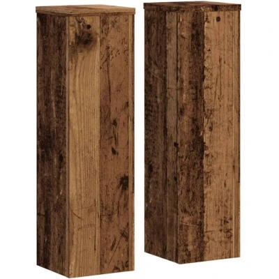 Image of vidaXL Plant Stand 2pcs Old Wood 17x17x60 cm Engineered