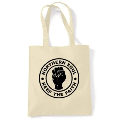 Image of Northern Soul Keep The Faith Tote/Shoulder Bag (White)