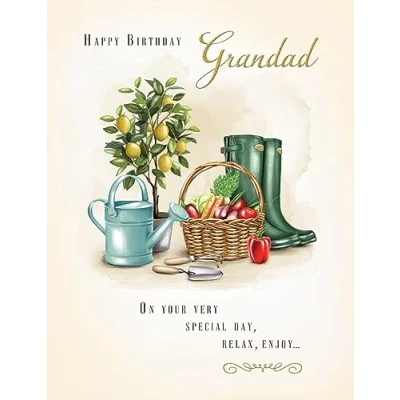 Image of Piccadilly Greetings Birthday Card Grandad Gardening 8 x 6 inches