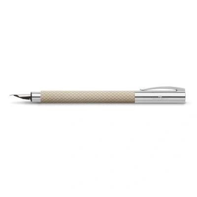 Image of Faber Castell Ambition OpArt 149620 Fountain Pen White Sand Nib Width M Includes Gift Packaging