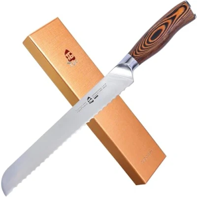 Image of TUO Bread Knife 9 inch Serrated Cutting Cake German High Carbon Stainless Steel Kitchen with Ergonomic Pakkawood Handle Fiery Phoenix Series