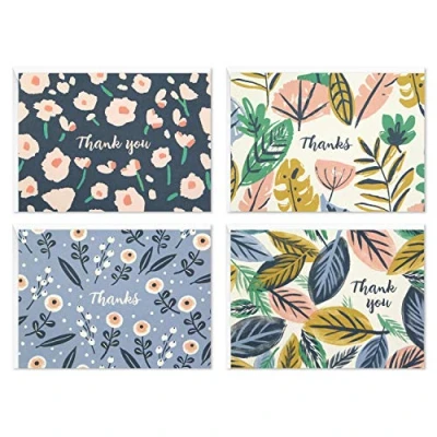 Image of Hallmark Thank You Cards Assortment, Painted Florals (48 with Envelopes for Baby Showers, Bridal Weddings, All Occasion)