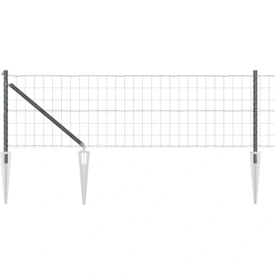 Image of vidaXL Euro Fence with 13 Spike Posts 0.6x50 m Galvanised Steel Grey