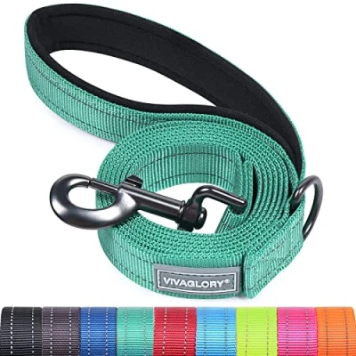 Image of VIVAGLORY Dog Lead, Walking Lead with Comfortable Padded Handle, Reflective for Safety, Heavy Duty Training Medium &amp; Large Dogs