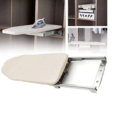 Image of ZHOUHONG Ironing Board Wooden Folding Rotatable 90 Drawer Platform With Heat resistant Cover For Space Saving Foldable Station (Color : Beige, Size 80 * 30 15cm)