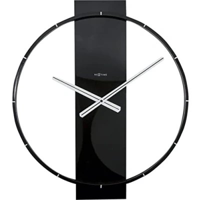 Image of NeXtime wall clock &quot;CARL&quot;, very silent, made of wood, black, 58,2 x 50,8 cm