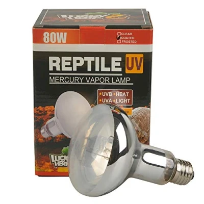 Image of LUCKY HERP Reptile UVA UVB Mercury Vapour Bulb Lamp,80 Watt,R95,E27 Screw Thread,Six Month Guarantee (Coated)
