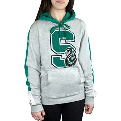 Image of Harry Potter Hogwarts Slytherin S Patch Unisex Grey Logo Premium Hoodie/Sweater