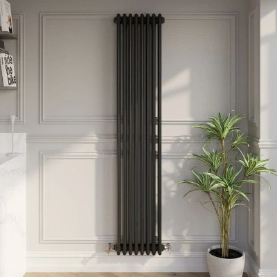 Image of Park Lane Traditional Vertical Colosseum Triple Bar Column Radiator Black 1800 x 380mm