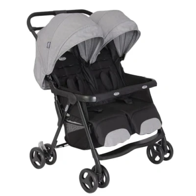 Image of Graco DuoRider Lightweight Double Pushchair, Suitable from birth to approx. 3 years, Steeple Gray fashion