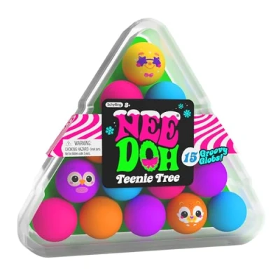 Image of Schylling Teenie Tree Nee Doh 15 Piece Christmas Stress Ball, Festive Fidget Toys, Sensory Balls, Anxiety Toys For Relief, Safe Non Toxic Dough Material