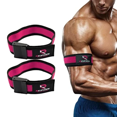 Image of Occlusion Training Bands Blood Flow Resistance for Arms, Help Gain Muscle Tension Without Lifting Heavy Weights Strong Elastic Strap Plus Quick Release Cam Buckle (Pink)