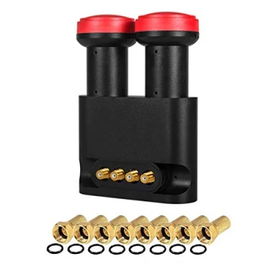 Image of Megasat LNB Quad Astra HOTBIRD Monobloc 4 Outputs 0.1dB Full HD 3D 4K + 8 F Plugs Gold