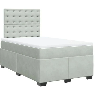 Image of vidaXL Box Spring Bed with Mattress Light Grey 120x200 cm Velvet